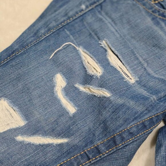 ♡ True Religion Super T Stitch Distressed Denim Jeans Made In USA 100% Cotton 26 - Picture 7 of 13